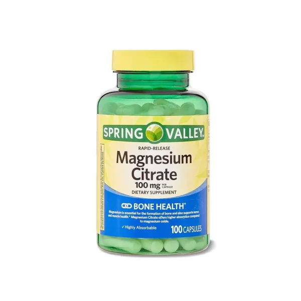 مکمل غذایی منیزیم سیترات 100mgپیوسته رهش اسپرینگ والی |Spring Valley Magnesium Citrate 100 mg, Rapid-Release