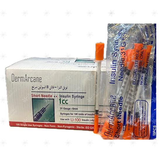 سرنگ انسولین یکپارجه درماآرکین 100 واحدی